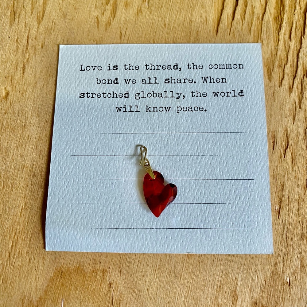 Retired Alex & Ani Red Crystal Heart Charm